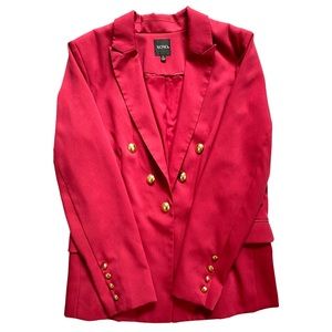 XOXO Red/Burgundy Blazer for Women with gold button detail